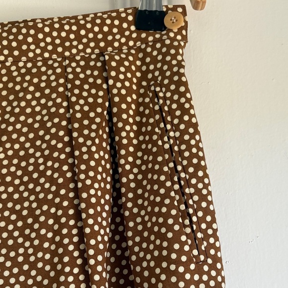 Vintage 100% Silk Adrienne Vittadini Brown Polka Dot Women's Trousers - Picture 3 of 9